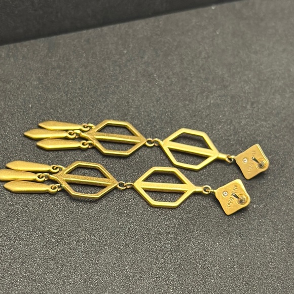 Stella & Dot Gold and Black Geometric Earrings - Picture 4 of 6